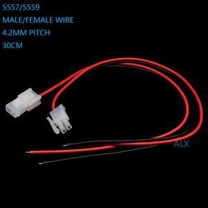 2pcs 30cm 5557 1*2 2pin 커넥터 남성 여성 플러그 케이블 와이어 4.2mm 피치 18awg 1x2 핀 2