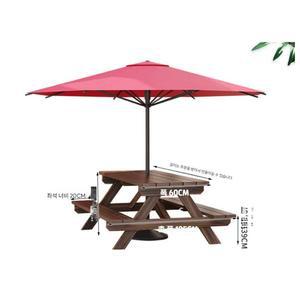 엉클트리 야외테이블 파라솔 1개 전원주택 가든데크 벤치 세트 엘릭 dmmj