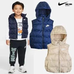 [나이키키즈] A254VE188 나이키 자카드 덕다운 후드베스트 오리털조끼 토들러 105-130 (3-7세)