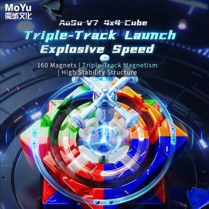 [JudyCube] MOYU AOSU V7 4X4 트랙 UV 매직 스피드 큐브 스티커가 없는 Aosu Toys Aosu v7 Cubo Magico 퍼즐