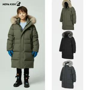 [백화점 출고] 네파키즈 구스 다운 남아 윈터 스톰 롱 후드 털 퍼 탈부착 ＲＤＳ 패딩 자켓 점퍼