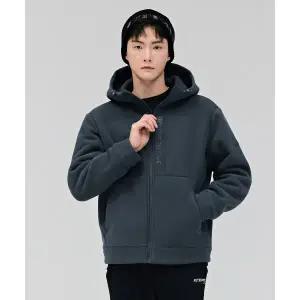 CHASECULT 공용 폴라폴리스 보아 본딩 후드집업-블루