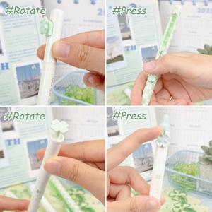 무지젤펜  4개/대 네잎 클로버 젤 펜 0.5mm 검정 잉크 빠른 건조 및 부드러운 쓰기 사무실 학교 연구 시험