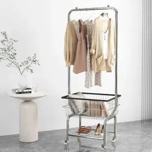 이동형 일체형 빨래방 행거 런드리 세탁바구니 이동식 걸이