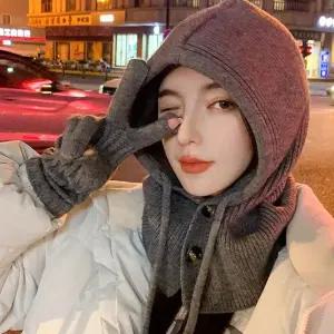 니트 바라클라바 장갑 세트 겨울 후드 방한 넥워머