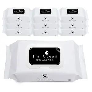 아임클린 저자극 화장실용 비데 물티슈 캡형, 80매, 10개