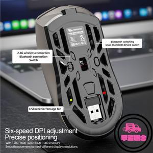 SMAILWOLF RS8 게임용 마우스 Bluetooth 무선 3모드 경량 중공 디자인 1K 반환 컴퓨터 긴 배터리 수명