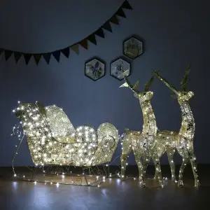 [도토로]190cm LED 럭셔리 사슴 썰매 세트(골드)(AB)