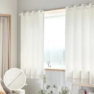 [모던하우스] ON NEW 린넨스타일 3중방한 3도씨커튼 창문형 140x180 1장 화이트 아일렛타입