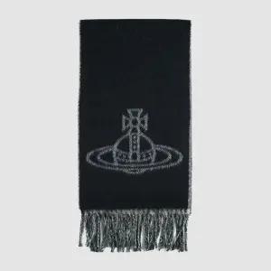 비비안웨스트우드 25FW 울 더블 로고 머플러 블랙 81030006 W00ZH N402