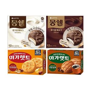 롯데웰푸드 몽쉘 생크림 오리지널 408g+몽쉘 생크림 카카오 408g+마가렛트 오리지널 대 352g+마가렛트 구운모카 대 352g 각 1개 (총 4개)