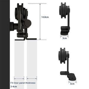TSMST 5-8피트 바이패스 슬라이딩 도어 피팅 세트 시스템 레일 나무 T 모양 블랙