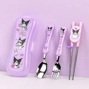 캐릭터 스텐 수저 케이스 4P 세트 여행 휴대용 포크 만두