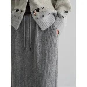 기모 헤어리 롱스커트  라이트 그레이 (355Y27LC12)