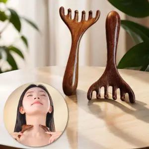 [골드스마일]우드 두피 괄사빗 마사지 얼굴 머리지압 순환마사지