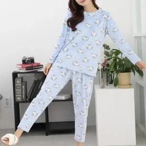 잠옷 여성 따뜻한 세트 밍크 울트라 원단 수면 극세사 겨울 잠옷 강아지
