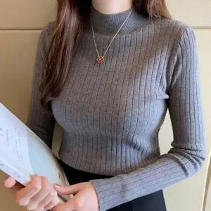 니트 반폴라 이너 여자 하프넥 코트 겨울 코디 골지