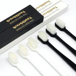 Dr. 덴티스트 울트라소프트 CS10000 부드러운 초미세모 치과 임산부 잇몸 칫솔 치석제거 스탠다드 화이트 3개+블랙 3개 ON