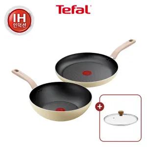 [테팔] 데이지 인덕션 프라이팬 2종(팬28+웍28)+우드뚜껑28