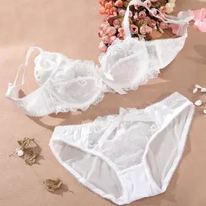 여성 속옷 빅사이즈 브라 팬티 세트 브래지어 레이스 홑겹 여자 C D E 컵