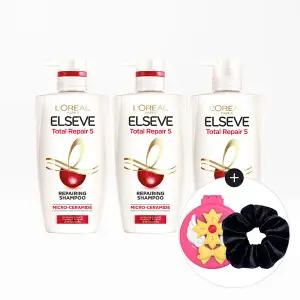 [로레알파리] 토탈리페어 샴푸/컨디셔너 410ml 3개+네티 빗거울+스크런치(랜덤)