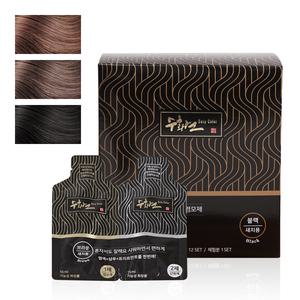 수화연 이지컬러 7분 새치 염색약 저자극 셀프 염모제 블랙 다크브라운 브라운 7세트