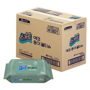 스카트 친환경 에코 종이 물티슈 70매 24개 41801