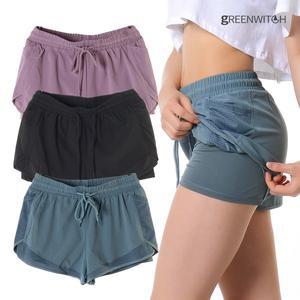 [그리니치]_ 우븐 워터 투인원 쇼츠 반바지레깅스 요가복 rs7025_1