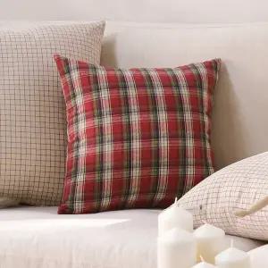 [벨라이프] 홀리데이 쿠션커버 레드체크 40x40