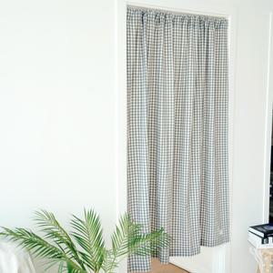 멜란 워싱면 체크 가리개 커튼 봉집/벨크로 맞춤 제작