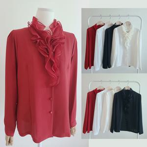 66-99 프릴 정장 블라우스 셔츠남방 중년여성 단체복 합창복 쉬폰 빅사이즈 엄마옷