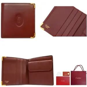 전시품 남자 까르띠에 보르도 반지갑 동전 카르티에 레드