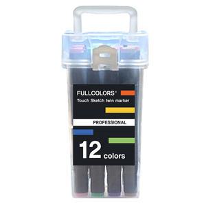 Touch Parker 디자인마카 미술용 트윈 마카펜 세트, PP케이스, 12색