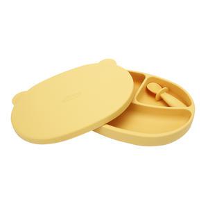 에디슨 스스로 흡착식판&스푼&뚜껑, 옐로우, 1개