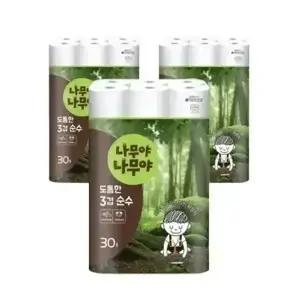휴지 나무야나무야 도톰한3겹 순수 27m 30롤 3팩 휴지