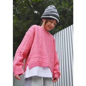 [블루테일](신세계 사우스시티)AXG4SW01PK 꽈배기패턴 핑크 스웨터