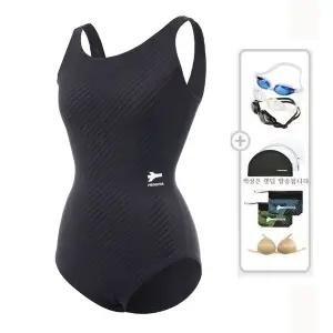 [레노마수영복](하남점)여성 슬림핏 U-BACK 원피스수영복,수경,수모,가방5종세트 블랙 RN-LF2C801-BK