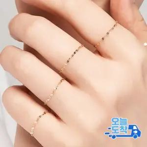 엘렌쥬얼리 14K 타이니 아몬드 체인 금 반지