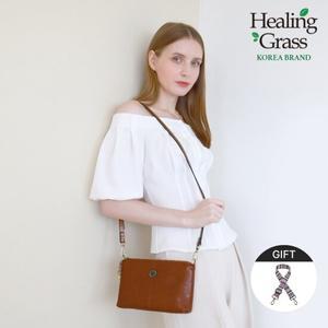 [선물증정] 힐링그래스 2way 더블스트랩 소가죽 미니 크로스백 숄더백 HGLC5113