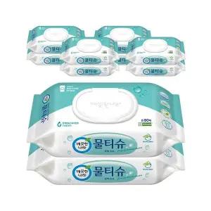 깨끗한나라 편백 민트 도톰한 물티슈 히알루론산 두꺼운 대용량 휴대용 캡형 80매 10팩