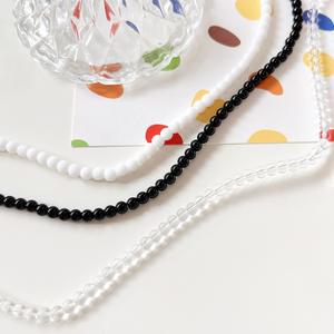 [1줄]4mm 글래스볼 투명 화이트 블랙 5-01-3 비즈목걸이 악세사리 만들기 재료