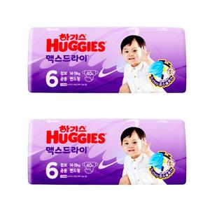 2024 하기스기저귀 맥스드라이 6단계 밴드형 공용 40매X2팩 점보 아기기저귀