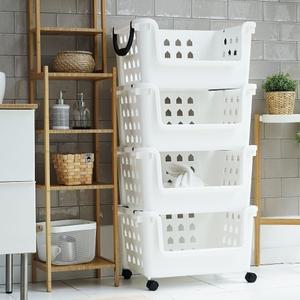 80L 대용량 멀티바스켓 4P 적층형 사은품 바퀴1세트 세탁물 수납 바구니