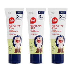 n비앤비 에코 키즈 치약 플러스 라즈베리향 80g 3개