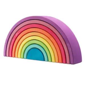 오카모라 레인보우 9피스 스태커 원목 블럭 발도르프 교구 퍼플