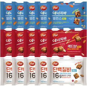 포스트 에너지바 미니 밸런스 231g 5개+액티브 210g 5개+단백질바 231g 5개