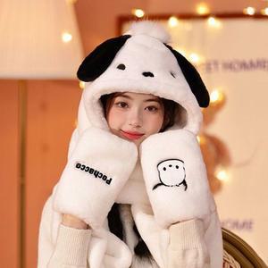 포차코 벨보아 3in1 후드 목도리 장갑겨울목도리 캐릭터목도리 니트목도리