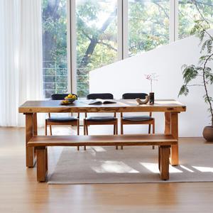 해찬솔 몽키포드 우드슬랩 6인용 통원목 식탁세트B2000_T2/의자포함/카페테이블/대형회의테이블/원목테이블