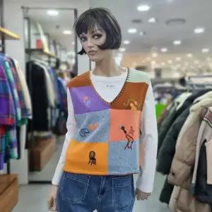 베네통/애플아울렛/양모 혼방 인타샤 블록 니트 베스트 /BAKV03411