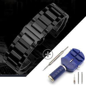 [타임뷰] 메탈시계밴드 메탈시계줄 갤럭시워치스트랩호환 투버튼블랙 20mm 22mm